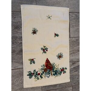 Christmas Kitchen Bath Towel Lenox Dish Hand Cardinal‎ Bird Holly Evergreen MCM
